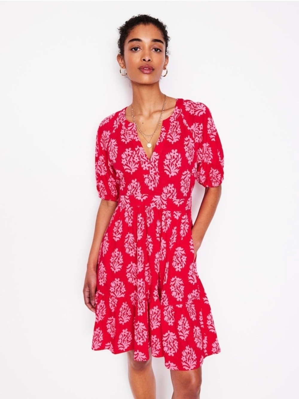 Boden Pink Bolt Piper Short Jersey Dress